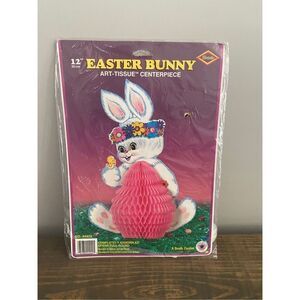 Tissue Easter Bunny Centerpiece Hippy Rabbit Beistle Honeycomb New vintage